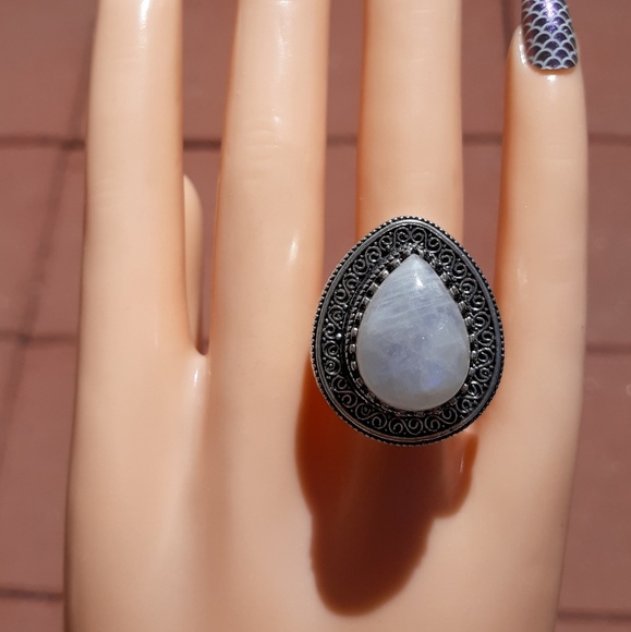 New Amazing Rainbow Moonstone 925 Silver Ring. - Picture 3 of 8